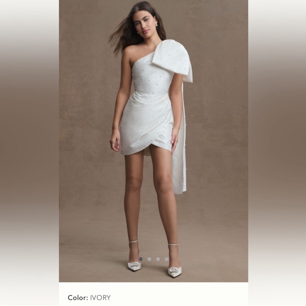 Sachin & Babi Pippa One-Shoulder Pearl-Embellished Mini Dress